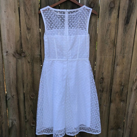 Escada Lace White Dress Fitted Bodice A Line US 8 - Picture 10 of 15